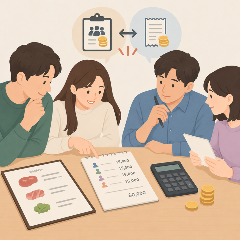 AI 생성 설명 이미지: 안산일동한우 유니드정육식당 | 고기 모임 예산과 실제 결제액의 차이